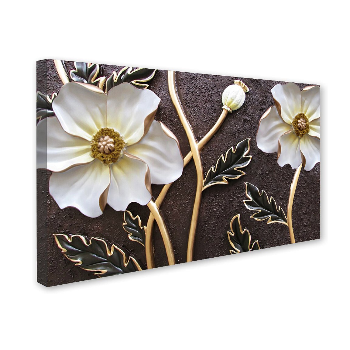 Embossed White Flower Premium Canvas Wall Painting decorative masterpiece for home decor